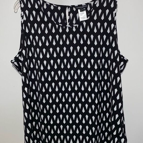 Mario Serrani Women's Black White Geometric Keyhole Back Sleeveless Top Size XXL - Picture 1 of 7